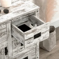 HOMCOM Industrial Sideboard Buffet Cabinet, Kitchen Cabinet with 4 Drawers, 1 Door, Adjustable Shelf Coffee Bar Cabinet, Distressed White(m-8)