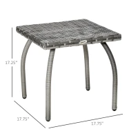 Outsunny Outdoor PE Wicker Side Table, Small Square Rattan End Table, All-Weather Material Coffee Table for Garden, Balcony, Backyard, Grey(m-3)