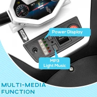 Qaba 12V Kids ATV with Four Wheels Spring Suspension, Forward & Backward, LED Light, MP3, Music, White(m-7)