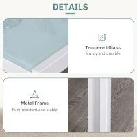 HOMCOM 3-Piece Rectangular Glass Kitchen Table and Chairs with Metal Frame and Faux Leather Upholstery for Dining Room, White(m-6)