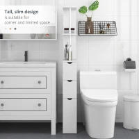 HOMCOM Tall Bathroom Storage Cabinet, Narrow Bathroom Cabinet with Drawers and Open Shelves for Small Spaces, White(m-5)