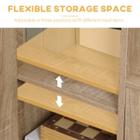 HOMCOM Farmhouse Storage Cabinet, Kitchen Cupboard Buffet Cabinet with Drawers, Door and Adjustable Shelf, Natural(m-5)