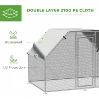PawHut Large Chicken Coop Metal Chicken Run with Waterproof and Anti-UV Cover, Flat Shaped Walk-in Fence Cage Hen House for Outdoor and Yard Farm Use, 1.3" Tube Diameter, 9' x 6' x 6.5'(m-5)