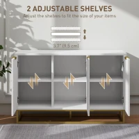 HOMCOM Sideboard Storage Cabinet with 3 Doors and Adjustable Shelves, Kitchen Buffet Cabinet for Dining Room, White(m-6)