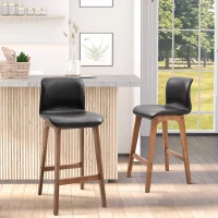 HOMCOM Modern Bar Stools Set of 2, Counter Height Bar Chair with PU Leather Wooden Frame Padding Seats for Dining Room Home Bar, Dark Brown(m-10)