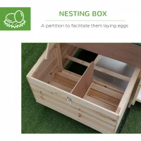 PawHut 77" Wooden Chicken Coop with Nesting Box, Cute Outdoor Hen House with Removable Tray, Ramp Run, for Garden Backyard, Natural(m-6)