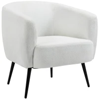HOMCOM Accent Chair Modern Barrel Armchair with Metal Legs, Cream(m-11)
