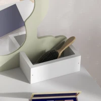 Qaba Kids Makeup Vanity Set with Stool, Mirror, Drawer, Storage Boxes, White(m-10)