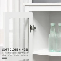 HOMCOM Kitchen Pantry Cabinet, Freestanding Storage Cabinet with 3-tier Shelves, 2 Drawers and Glass Doors, White(m-5)