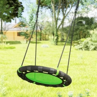 Qaba 24 inch Saucer Tree Swing Set for Kids with Adjustable Hanging Ropes for Outdoor, Backyard, Green(m-8)