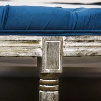 HOMCOM Vintage Semi-Circle End of Bed Bench, Upholstered Bedroom Entryway Bench with Tufted Velvet-Touch Fabric with Rubberwood Legs, Blue(m-9)