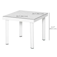 Outsunny Garden Side Table, Plastic Outdoor Square Coffee Table for Drink, Snack, White(m-3)