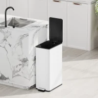 HOMCOM 5.3 Gallon Stainless Steel Kitchen Garbage Can with Soft-close Lid, Foot Pedal, Fingerprint-Proof, White(m-9)