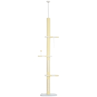 PawHut 4-Tier Floor to Ceiling Cat Tree Height Adjustable 87 -103 Inch