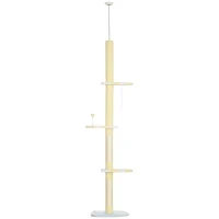 PawHut 4-Tier Floor to Ceiling Cat Tree Height Adjustable 87 -103 Inch(m-1)