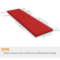 Outsunny Patio Chaise Lounge Chair Cushion Replacement Sun Lounger Pads with Headrest and Ties, Wine Red(m-3)
