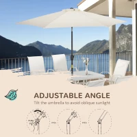 Outsunny 8 Pieces Patio Dining Set with Umbrella, 6 Chairs and Table, Cream White(m-5)