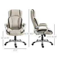 Vinsetto Office Chair PU Leather Executive on Rolling Wheels Task Computer Height Adjustable Swivel Ergonomic, Greige and Black(m-3)