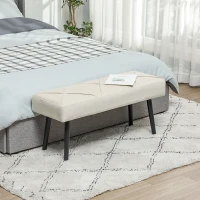 HOMCOM 39 Inches Upholstered Bedroom Bench, Modern End of Bed Bench with Steel Legs, Cream White(m-1)
