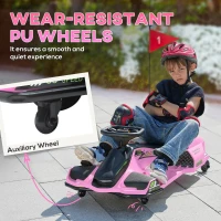 Aosom 12V Electric Drifting Go Kart w/ Slow Start, Music, Lights, Pink(m-6)