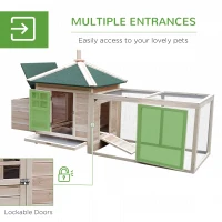PawHut 77" Wooden Chicken Coop with Nesting Box, Cute Outdoor Hen House with Removable Tray, Ramp Run, for Garden Backyard, Natural(m-5)