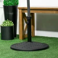 Outsunny 31lbs Concrete Round Patio Umbrella Base Holder, Outdoor Market Umbrella Stand Weight for Lawn, Deck, Backyard, Garden, Black(m-8)