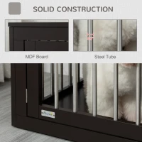 PawHut Dog Crate Furniture Wire Pet Cage Wooden Dog Kennel, End Table with Double Doors, and Locks, for Medium and Large Dog House Indoor Use, Coffee(m-6)