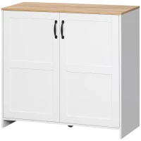 HOMCOM Kitchen Buffet Storage with 2 Doors and 2 Adjustable Shelves 90 x 39.5 x 88 cm White(m-2)