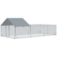 PawHut 19.7' x 9.8' Metal Chicken Run with Waterproof and Anti-UV Cover(m-11)
