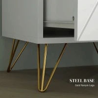 HOMCOM Modern Bedside Table, Accent Nightstand with 2 Drawers, Bed End Table for Bedroom, Living Room, White(m-5)