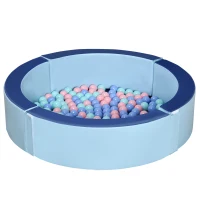 Outsunny Foam Kids Ball Pit Pool with Removable & Washable Cover, 45" x 10" Round Ball Pit for Toddlers with 200 Ocean Balls, Soft Baby Playpen, Blue(m-11)