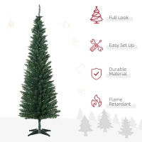 HOMCOM 6' Artificial Pencil Christmas Tree, Slim Xmas Tree with 390 Realistic Branch Tips and Plastic Stand, Green(m-4)