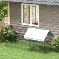 PawHut 87" Small Animal Cage with Roof, Indoor/Outdoor Use,  for Chicken, Rabbits, Chinchillas, Silver(m-10)