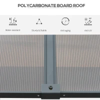 Outsunny 10' x 13' Outdoor Hardtop Pergola PC Roof Gazebo Party Tent Garden Sun Shelter UV protection with Curtains(m-4)