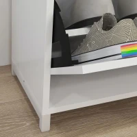 HOMCOM Shoe Storage with Seat, Upholstered Hallway Bench, Shoe Bench with Flip Drawer and Side Rack for 6 Pairs of Shoes(m-10)