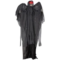 HOMCOM 6.4' Life Size Winged Grim Reaper Outdoor Halloween Decoration Animatronic, Animated Prop w/ Light Up Eyes(m-2)