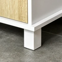 kleankin Tall Bathroom Storage Cabinet, Free Standing Bathroom Cabinet Slim Side Organizer w/ 3-Tier Open Shelf, Door, White(m-10)