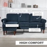 HOMCOM L Shape Sofa, Modern Sectional Couch with Changeable Chaise Lounge, Wooden Legs, Corner Sofa for Living Room, Dark Blue(m-4)