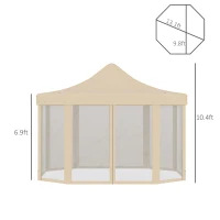 Outsunny 13' x 10' Pop Up Gazebo, Octagon Canopy Tent with Zippered Mesh Sidewalls, Weight Bags, Height Adjustable and Carrying Bag, Event Tent for Patio Garden Backyard, Beige(m-3)