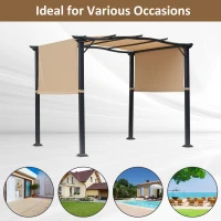 Outsunny 8' x 10' Retractable Pergola Canopy, Outdoor Gazebo with Sun Shade Shelter and Steel Frame, for Backyard, Patio, Garden, Deck(m-6)