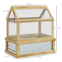 Outsunny Raised Garden Flower Bed Kit with Greenhouse, Wooden Cold Frame Planter, 35.5" x 22.5" x 38.25", Natural(m-3)
