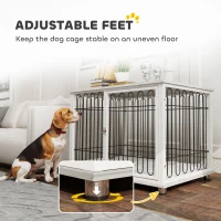 PawHut Dog Crate Furniture with Washable Cushion, Adjustable Feet for Medium Dogs, Indoor Use, Grey(m-9)