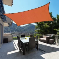 Outsunny 16' x 20' Sun Shade Sail Canopy Outdoor Shade Sail Cloth for Patio Deck Yard with D-Rings and Rope Included, Brick Red(m-10)