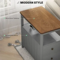 HOMCOM Side Table with Charging Station and USB Ports, Narrow End Table with Drawers, Shelf for Living Room, Gray(m-6)