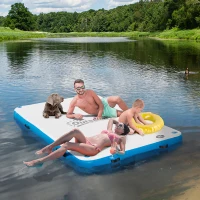 Outsunny 8' x 5' Inflatable Floating Dock, Up to 5 People, Blue(m-10)