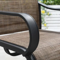 Outsunny 5-Piece Outdoor Patio Dining Set, 4 Swivel Rocker Chairs and 37" x 37" Dining Table Furniture Set with Umbrella Hole for Garden, Lawn and Backyard, Black (Umbrella not included)(m-10)