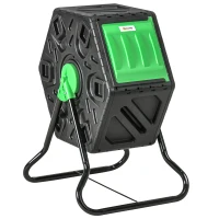 Outsunny Rotating Composter, Compost Bin with 24 Vents and Steel Legs, 17 Gallon(m-11)