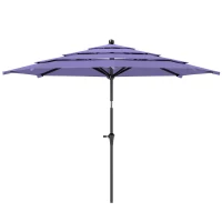 Outsunny 10.7FT Patio Umbrella with 8 Ribs, Crank, Push Button Tilt, Air Vents, for Backyard, Deck and Lawn, Purple(m-2)