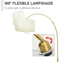HOMCOM 6FT Arch Shape Floor Lamp with 180° Flexible Lampshade, Adjustable Pole, and Metal Round Base, Cream White(m-5)