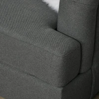 HOMCOM Modern 3-Seater Sofa for Bedroom, 71" Linen Fabric Couch with Slatted Frame and Rubber Wood Legs - Dark Gray(m-8)